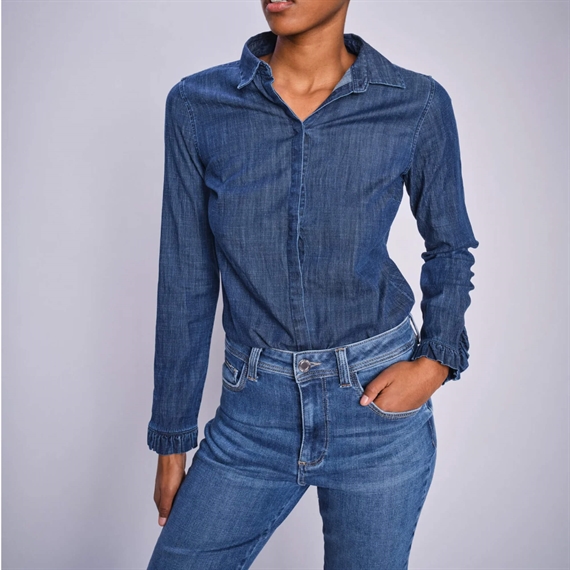 Mos Mosh Mattie Flip Denim Skjorte, Dark Blue